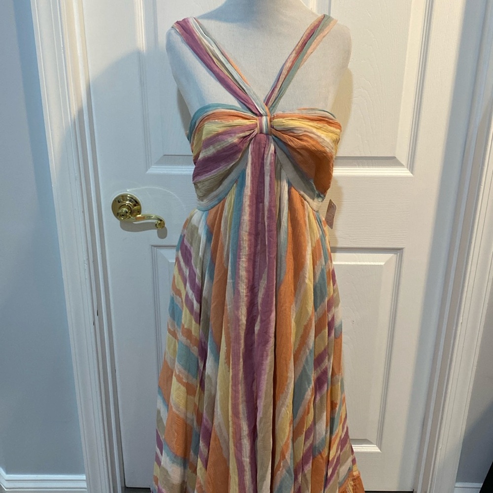 Free People Pastel Multicolor Striped Maxi Dress